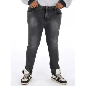 Men's Cotton Blended Solid Plus Size Jeans (Grey)