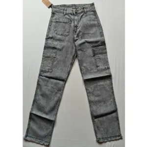 Women's Cotton Blended Solid Cargo Straight Fit (Grey)