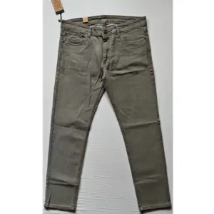 Men's Cotton Blended Solid Tapered Jeans (Khaki)