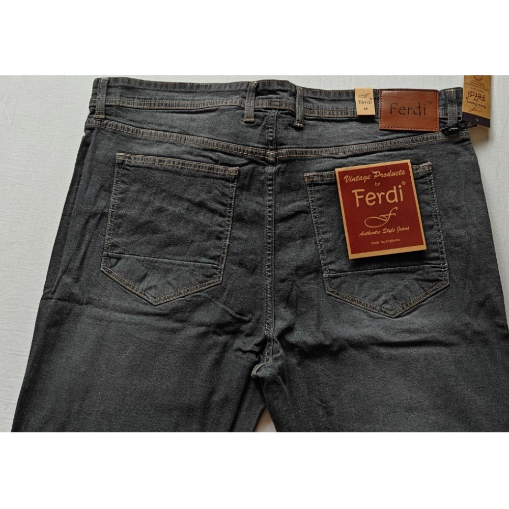 Men's Cotton Blended Solid Plus Size Jeans (Dark Grey) - Image 3