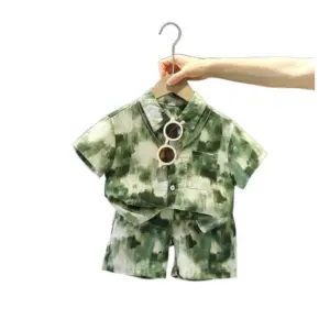 Kid's Lycra Printed Casual wear Shirt And Shorts Set (Green)