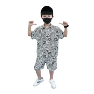 Kid's Lycra Printed Casual wear Shirt And Shorts Set (White)