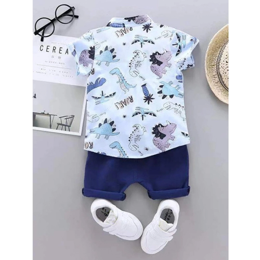 Kid's Lycra Printed Casual wear Shirt And Shorts Set (Multicolor) - Image 3