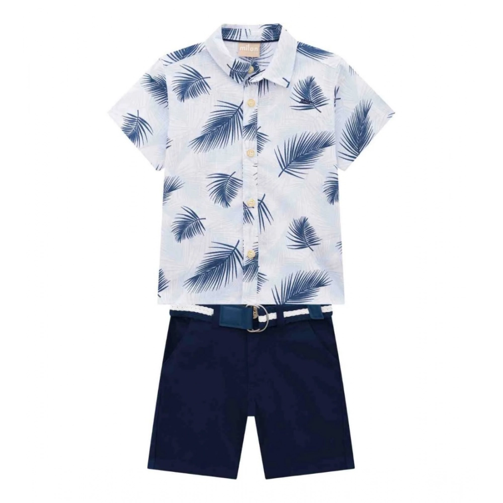 Kid's Lycra Printed Casual wear Shirt And Shorts Set (SkyBlue) - Image 3