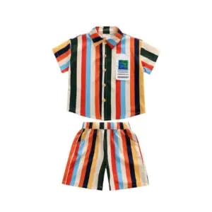 Kid's Lycra Printed Casual wear Shirt And Shorts Set (Multicolor)