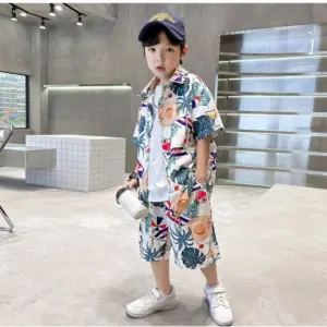 Kid's Lycra Printed Casual wear Shirt And Shorts Set (Multicolor)