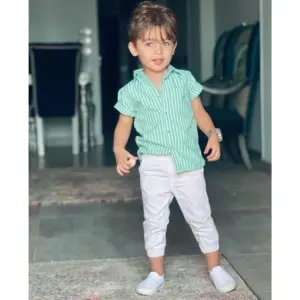 Kid's Lycra Printed Casual wear Shirt And Shorts Set (Green)