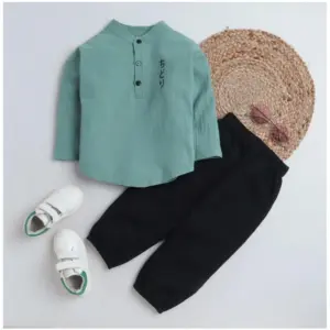 Kid's Lycra Printed Casual wear Shirt And Shorts Set (Green)