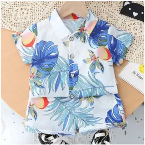 Kid's Lycra Printed Casual wear Shirt And Shorts Set (White)