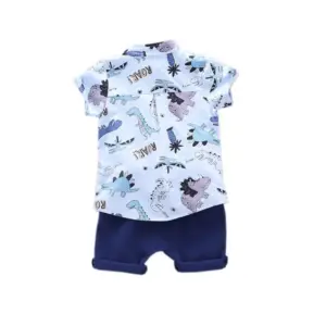 Kid's Lycra Printed Casual wear Shirt And Shorts Set (Multicolor)