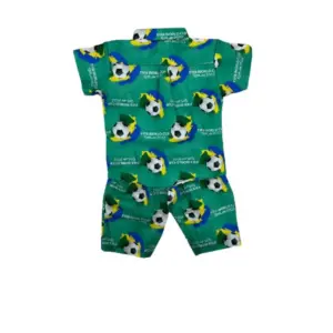 Kid's Lycra Printed Casual wear Shirt And Shorts Set (Green)