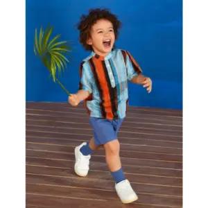 Kid's Lycra Printed Casual wear Shirt And Shorts Set (SkyBlue)
