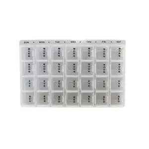 Plastic Storage Box 7-Day Pill Box Medicine Organizer (White)