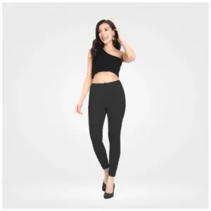 Women's Cotton Blended Solid Ankle legging (Black)