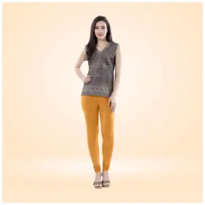 Women's Cotton Blended Solid Churidar leggings (Mustard Yellow)