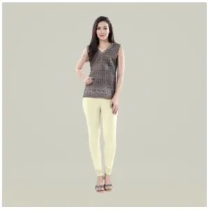 Women's Cotton Blended Solid Churidar leggings (Cream)