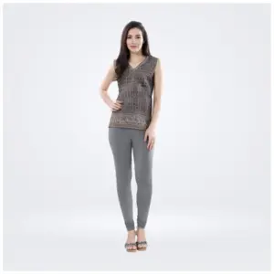 Women's Cotton Blended Solid Churidar leggings (Silver Gray)