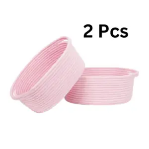 Cotton 2 Pcs Oval Basket  Storage Basket For Clothes (Pink)