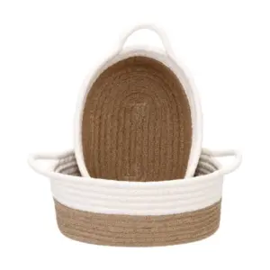Cotton Basket 2 Pcs Storage Basket For Clothes (Beige)