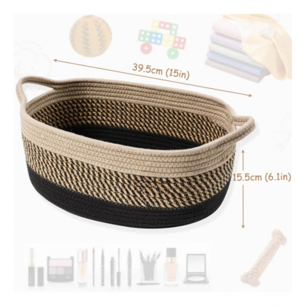 Cotton Baby Basket Pack of 1 Storage Basket For Clothes (Brown) - Image 3