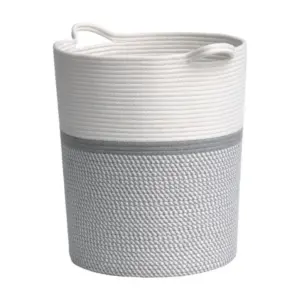 Cotton Laundry Basket Pack of 1 Storage Basket For Clothes (Grey)