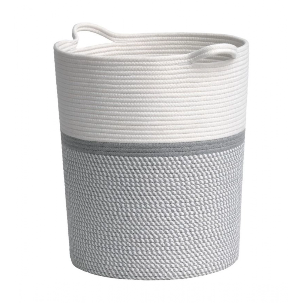 Cotton Laundry Basket Pack of 1 Storage Basket For Clothes (Grey)