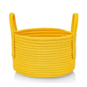 Cotton Basket Inch Pack of 1 Storage Basket For Clothes (Yellow)
