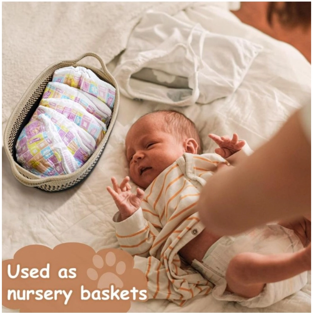 Cotton Baby Basket Pack of 1 Storage Basket For Clothes (Brown) - Image 2