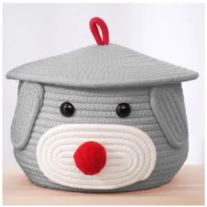 Cotton Gudda Pack of 1 Storage Basket For Clothes (Grey)