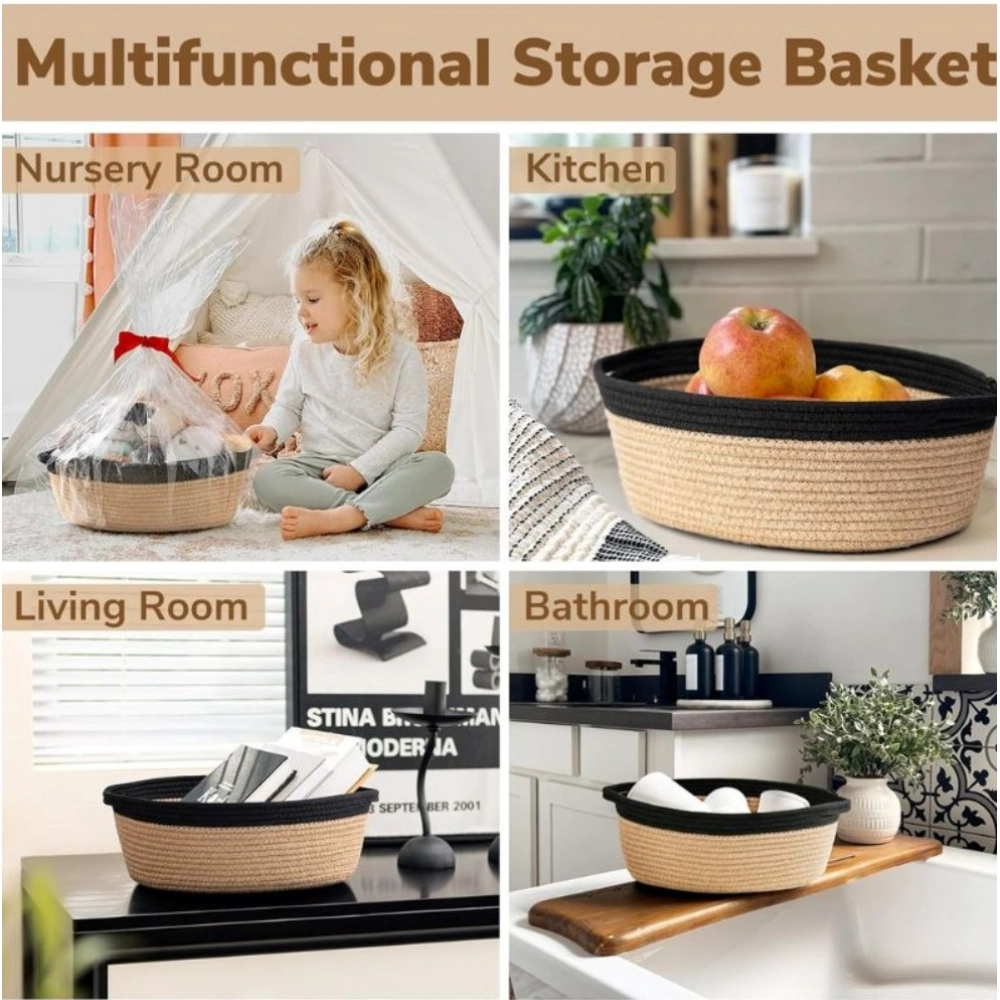 Cotton Baby Gift Basket Pack of 1 Storage Basket For Clothes (Beige) - Image 2