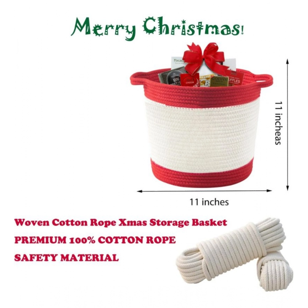 Cotton Basket Pack of 1 Storage Basket For Clothes (Red) - Image 3