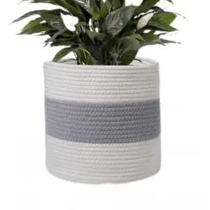 Cotton Flower Basket Pack of 1 Storage Basket For Clothes (Grey)