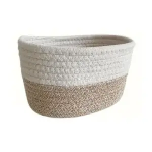 Cotton Bathroom Storage Basket Pack of 1 Storage Basket For Clothes (White)