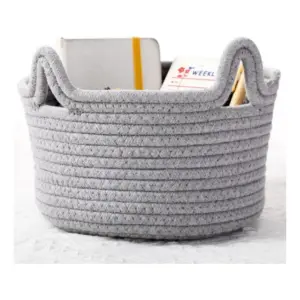 Cotton Cat Basket Inch Pack of 1 Storage Basket For Clothes (Grey)