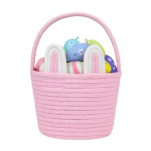 Cotton Ear Toy Bucket Pack of 1 Storage Basket For Clothes (Pink)