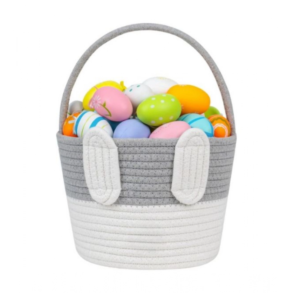 Cotton Toy Bucket Pack of 1 Storage Basket For Clothes (Grey)