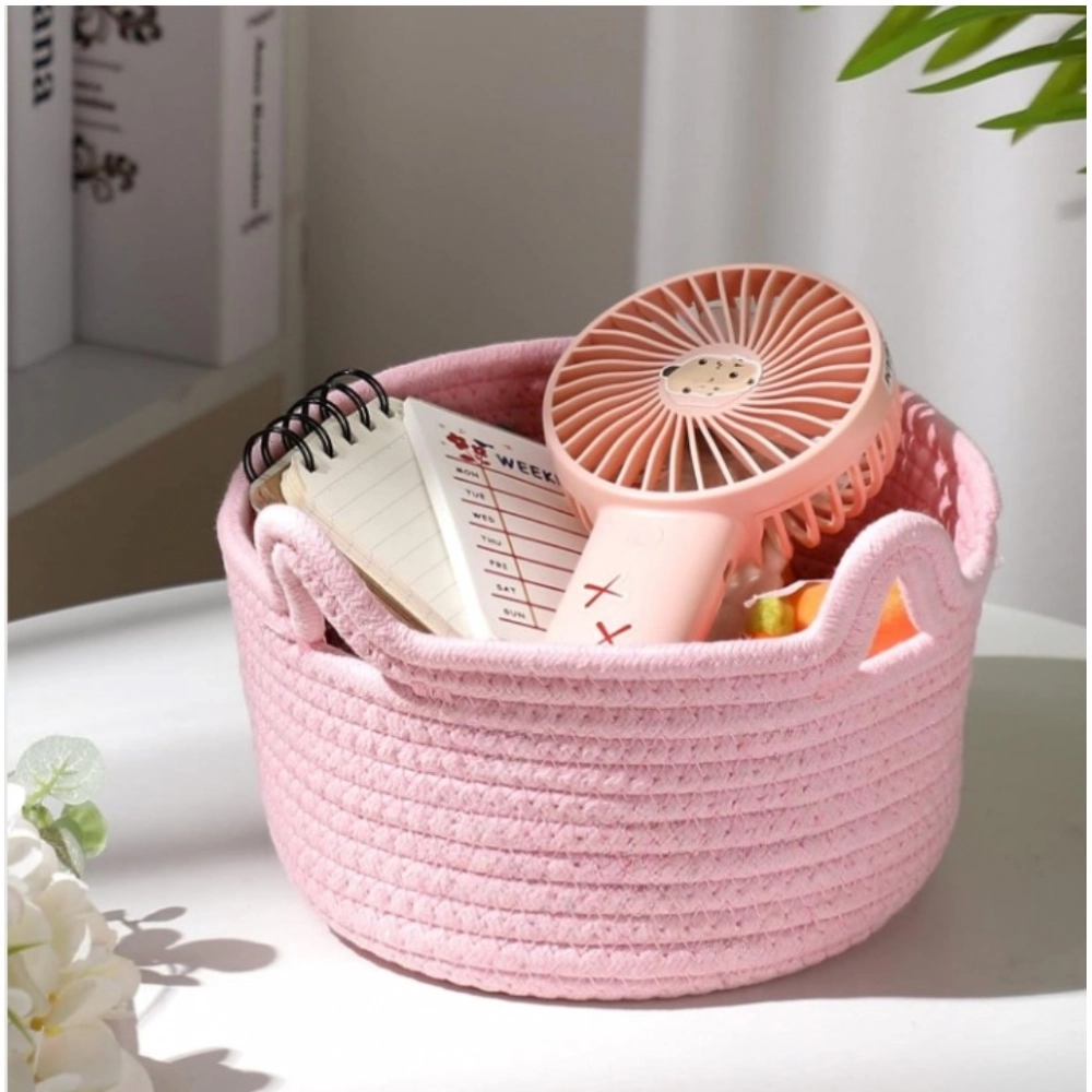 Cotton Cat Basket Inch Pack of 1 Storage Basket For Clothes (Pink) - Image 2