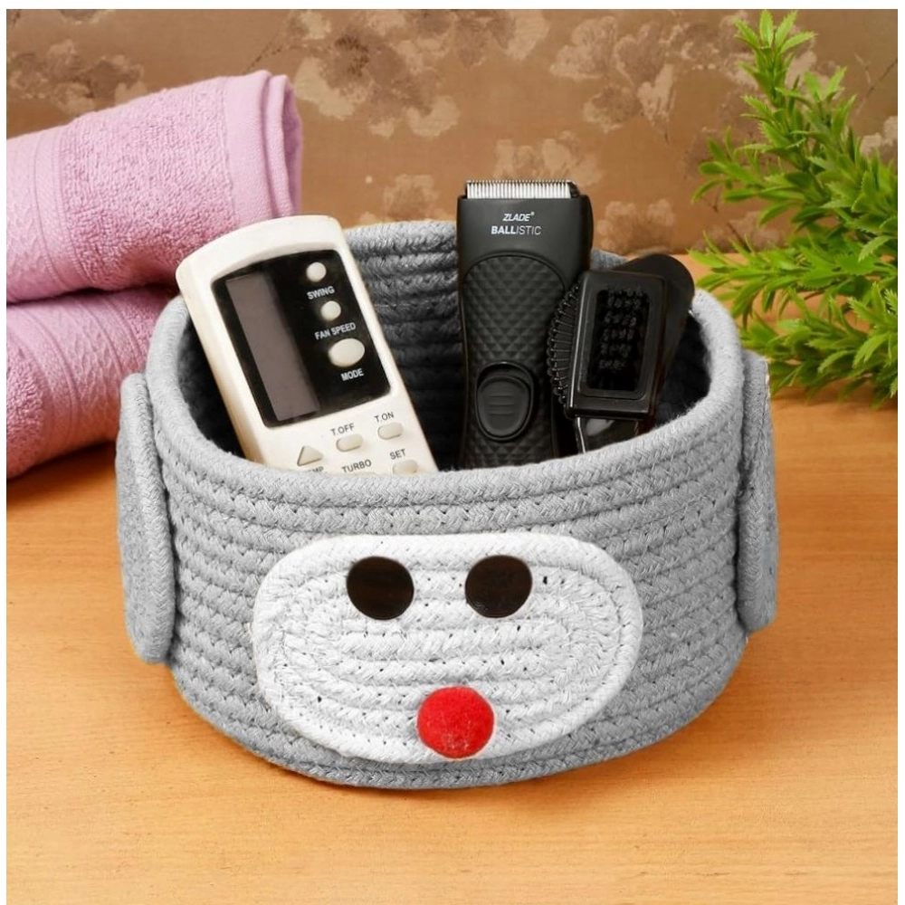 Cotton Pan Holder Pack of 1 Storage Basket For Clothes (Grey) - Image 3