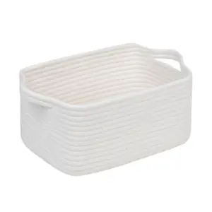 Cotton Basket Pack of 1 Storage Basket For Clothes (White)