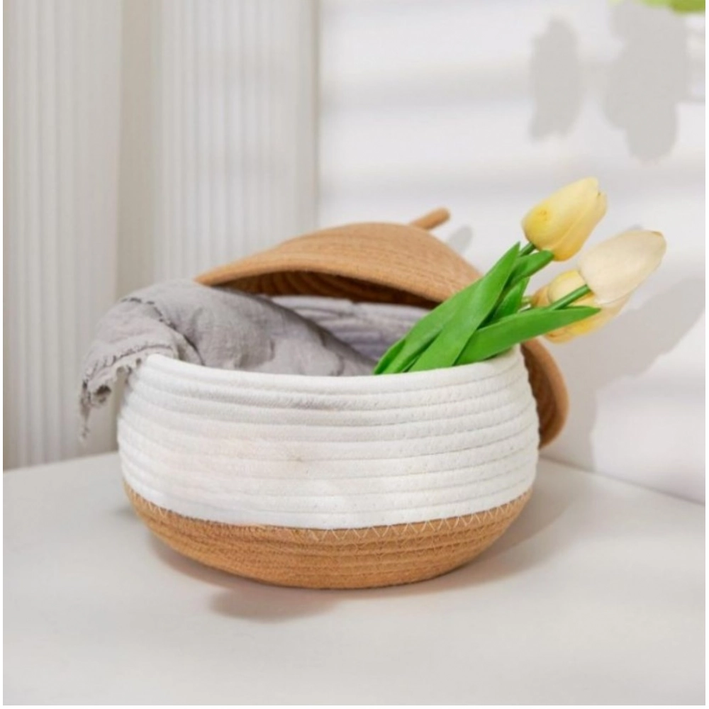 Cotton Gudda Pack of 1 Storage Basket For Clothes (White) - Image 2