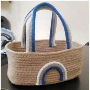 Cotton Rainbow Basket Pack of 1 Storage Basket For Clothes (Multicolor)