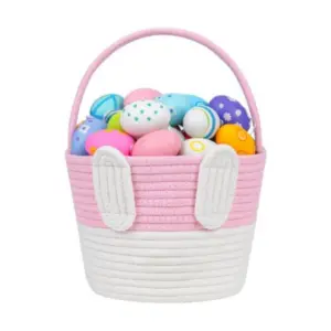 Cotton Toys Bucket Pack of 1 Storage Basket For Clothes (Pink)