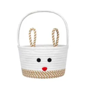 Cotton Toy Bucket Pack of 1 Storage Basket For Clothes (Beige)
