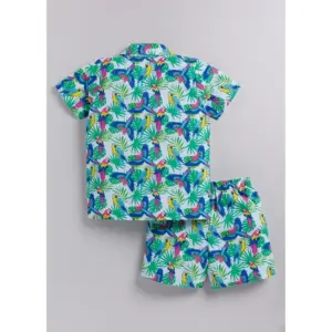 Boy's Twill Cotton Printed Short Sleeve Shirt And Shorts Set (Multicolor)