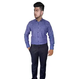 Men's Cotton Lycra Full Sleeve Checked Casual Shirt (Purple)