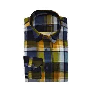 Men's Cotton Lycra Full Sleeve Checked Casual Shirt (Yellow)