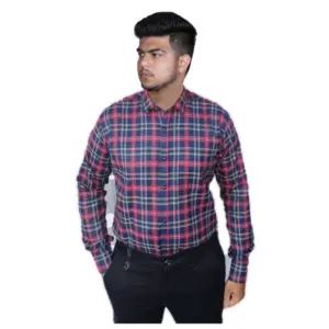 Men's Cotton Lycra Full Sleeve Checked Casual Shirt (Red )