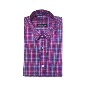 Men's Cotton Lycra Full Sleeve Checked Casual Shirt (Pink)