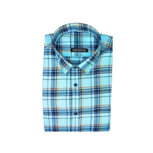 Men's Cotton Lycra Full Sleeve Checked Casual Shirt (Turquoise)