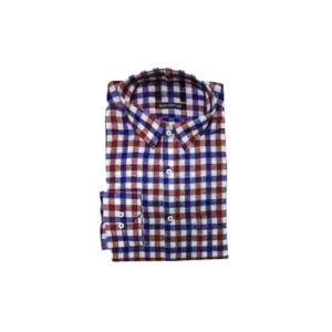 Men's Cotton Lycra Full Sleeve Checked Casual Shirt (Maroon Blue)